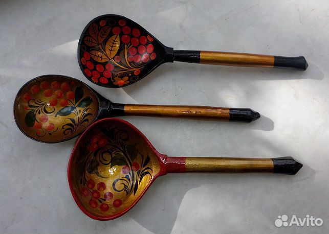 Суповые ложки хохлома, 5 шт., СССР