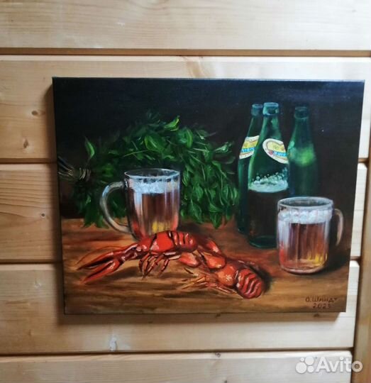 Картина маслом. Пивной натюрморт. 40х50