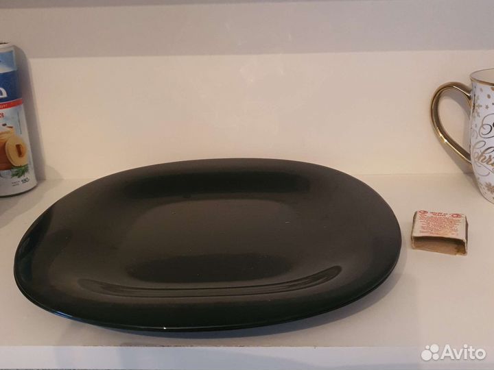 Тарелки черные цветное стекло 26 см