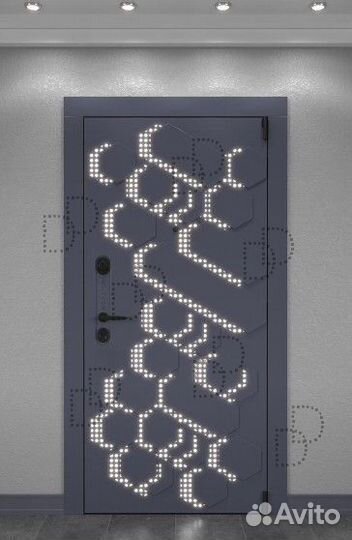 Металлическая входная дверь с подсветкой