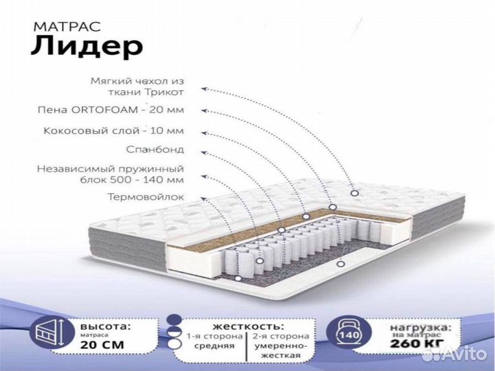 Матрас ортопедический 140х200 160х200 180х200