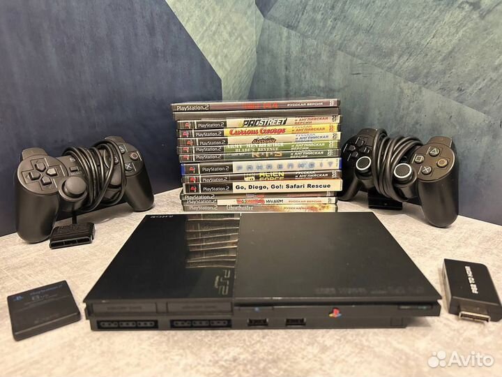 Sony PS2 Slim, 2 геймпада(прошита/много игр)
