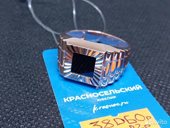 Печатка золото 585-22 разм-6,92 гр-оникс/арт 1044