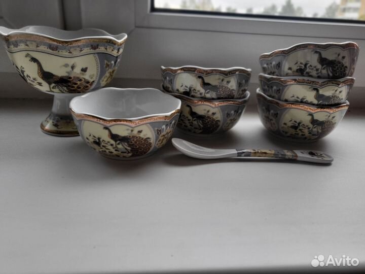 Сервиз чайный восточный с павлином 8 предметов