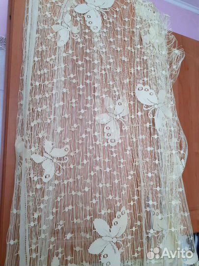 Шторы тюль с бабочками лимонного цвета