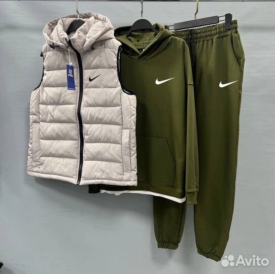 Мужской спортивный костюм и жилетка Nike тройка
