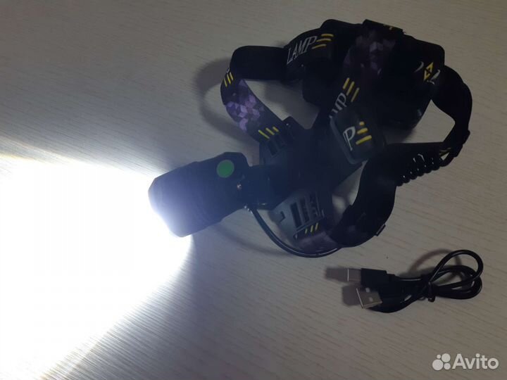 Мощный налобный фонарь на три аккумулятора Zoom
