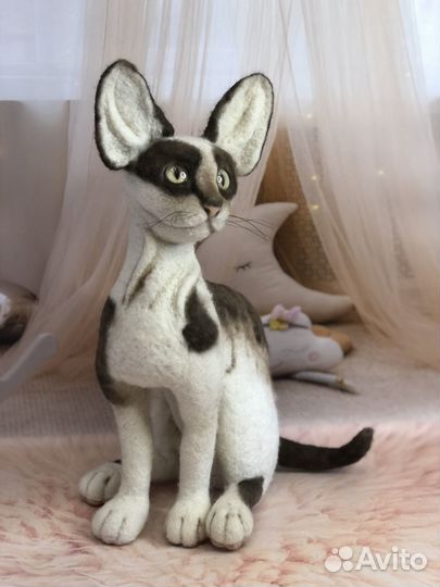 Игрушка из шерсти. Кот Корниш Рекс