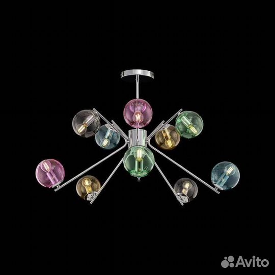 Люстра металл и стекло современная