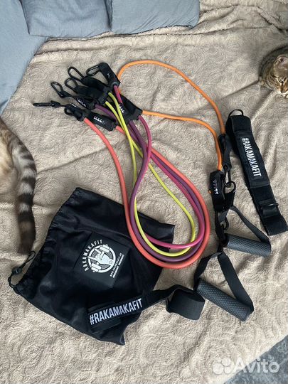 Инвентарь фитнес набор rakamakafit эспандеры +гриф