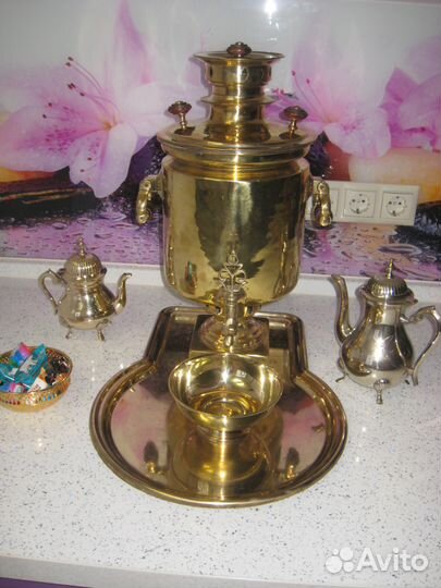 Антикварный комбинированный самовар 5л