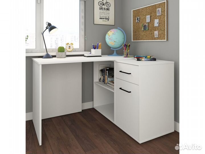 Стол письменный угловой белый Ску