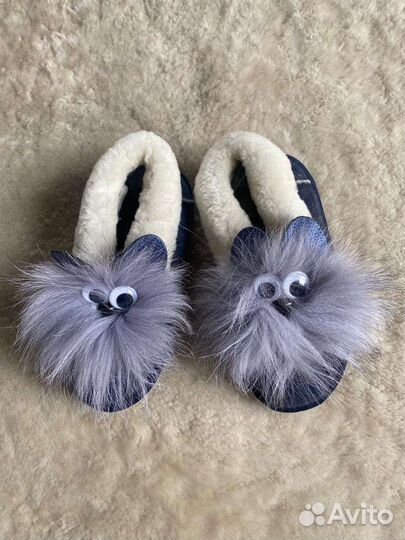 Новые детские тапочки меховые из овчины
