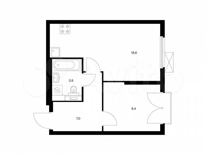 1-к. квартира, 38,9 м², 5/26 эт.
