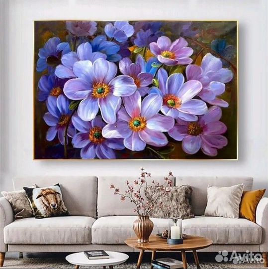 Картина маслом фиолетовые цветы