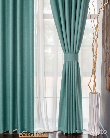 Комплект Шторы и Тюль Орфей Бирюза+Вуаль