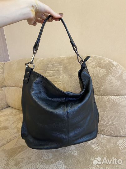 Женская кожаная сумка через плечо, черная, Италия