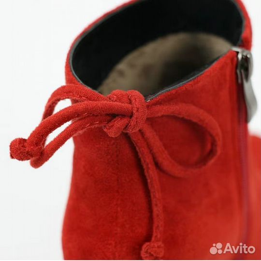 Ботильоны серые из флока, 36 размер