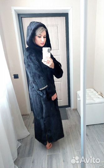 Шуба норковая с капюшоном 42/ 46