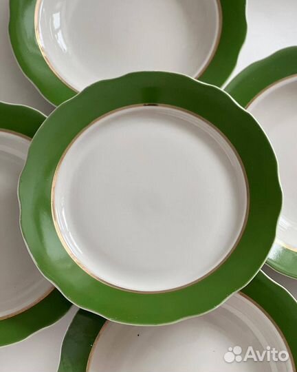 Тарелки зеленые СССР дулево
