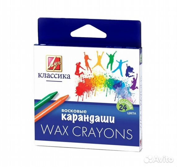 Мелки восковые Классика 24цв, 12с 862-08