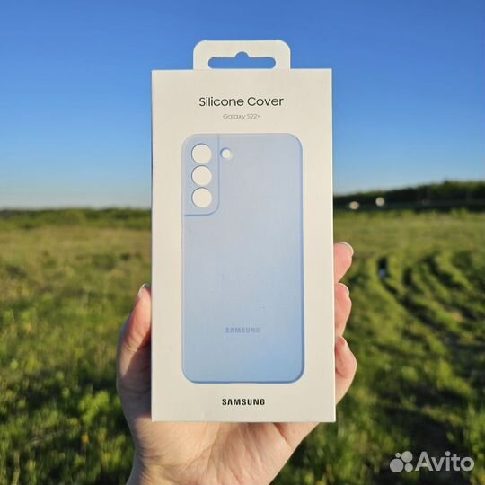 Чехол Silicone Cover для Samsung S22+ Blue, новый