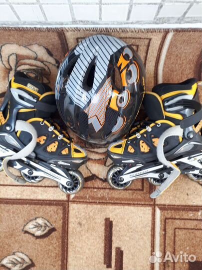 Роликовые коньки детские,шлем в комплекте