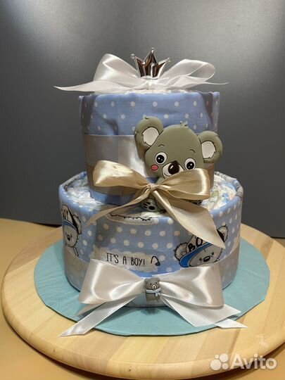 Торт из памперсов для мальчика, выписка, рождение