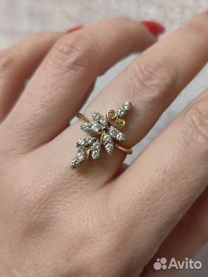 Золотые серьги с бриллиантами кольцо 750