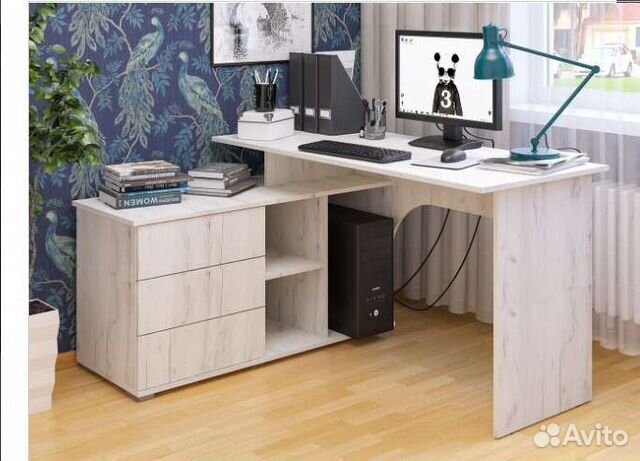 Компьютерный, письменный стол угловой с полками
