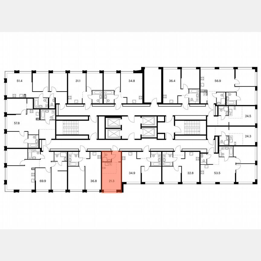 Квартира-студия, 21,3 м², 27/32 эт.