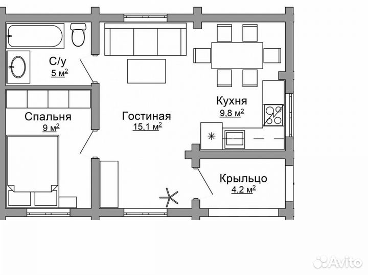 Сруб дачный домик 6х7.5 (м7)