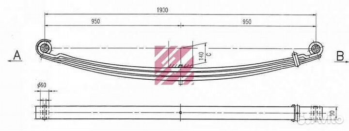 Рессора передняя Iveco Trakker 3-х листовая