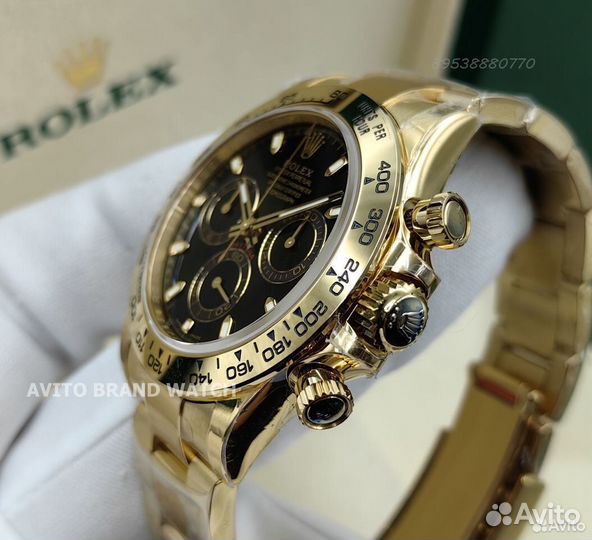 Часы Rolex Daytona черный циферблат в золоте новые