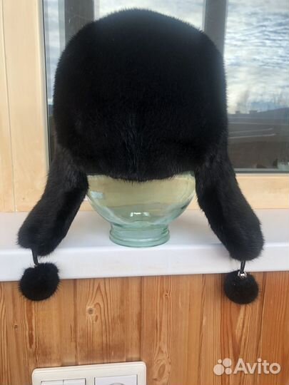 Шапка ушанка норковая женская размер 56-57-58