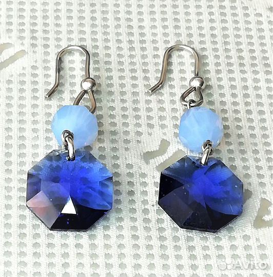 Серьги серебро кристалл Сваровски С504