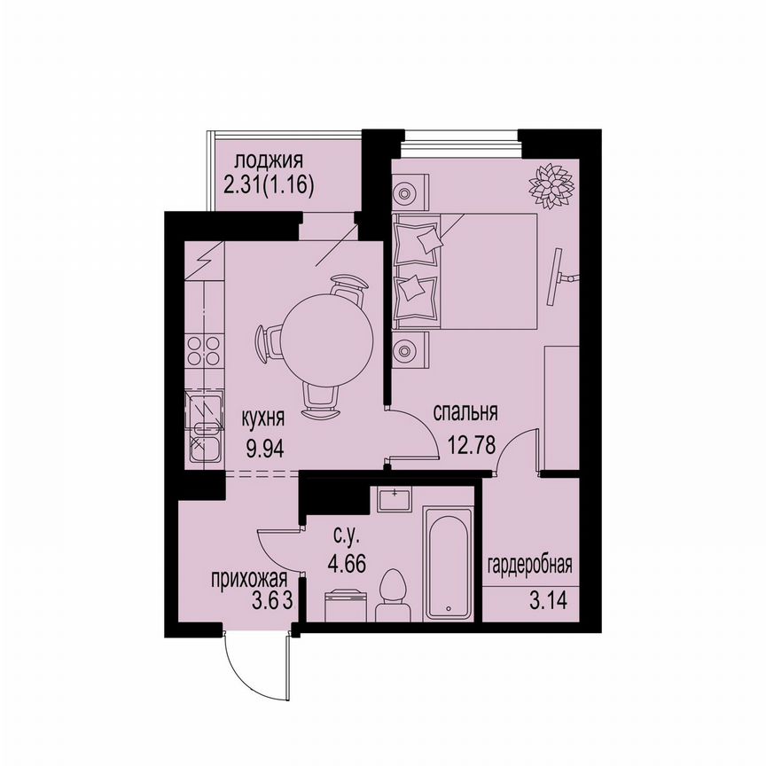 1-к. квартира, 35,3 м², 11/12 эт.