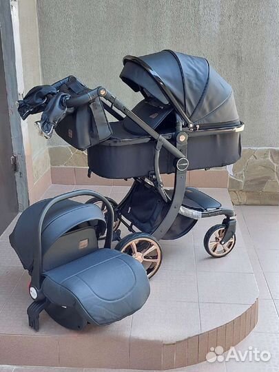 Коляска 3в1 Новая Кожа 2023 (Black)