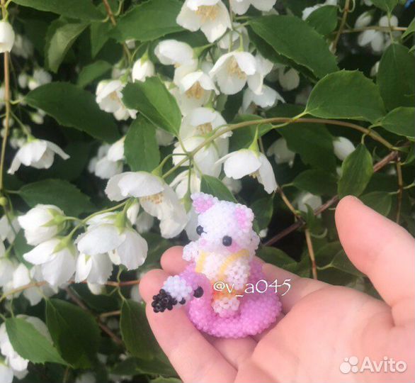 Амигуруми из бисера набор котик+фламинго