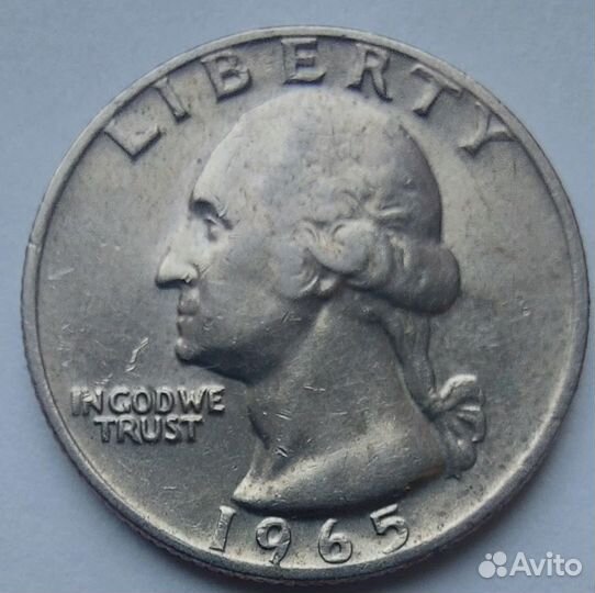 Монета 1/4 доллара США 1965