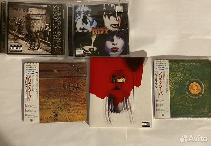 CD фирменные Alice Cooper, Kiss, Guns N Roses