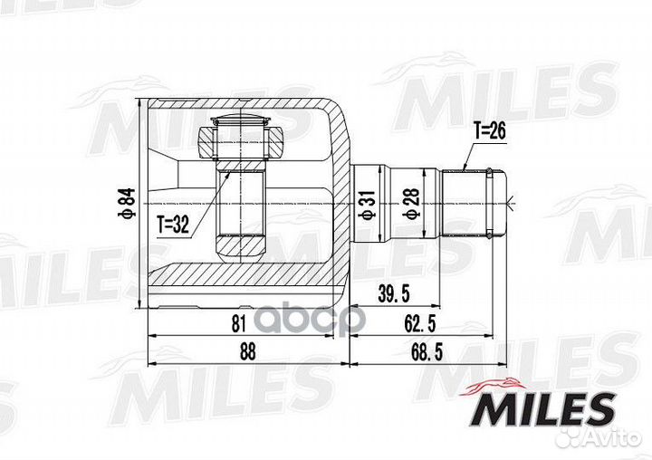 Шрус внутренний audi A3/VW passat/golf 1.6-2.0