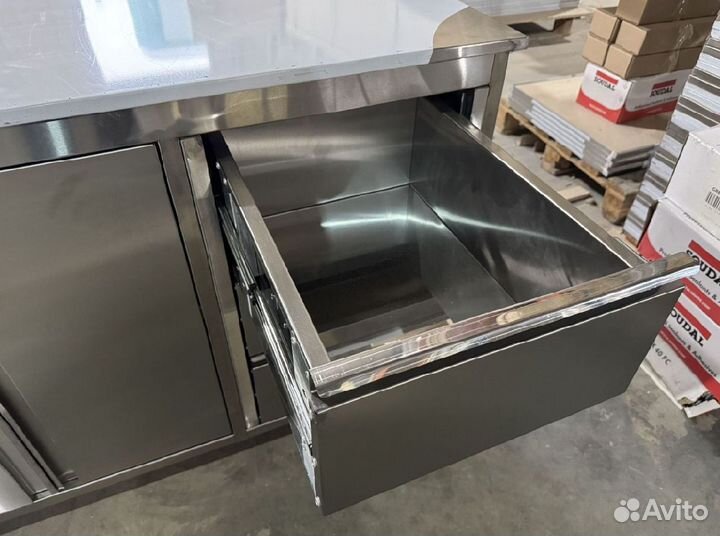 Стол-тумба из нержавейки с 3 ящиками