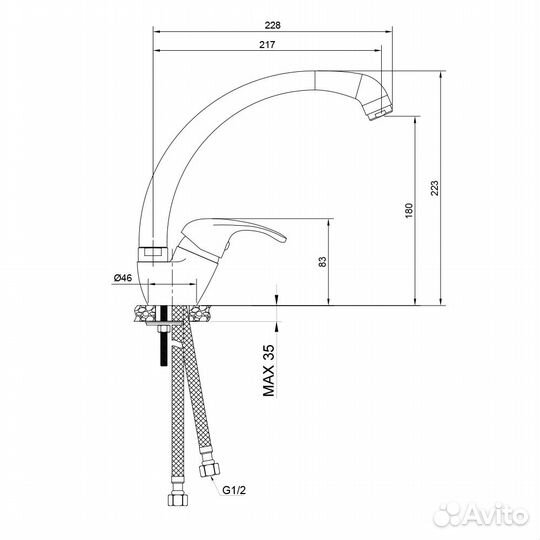 Смеситель для кухни WesnaArt listok LIS01-120, хр