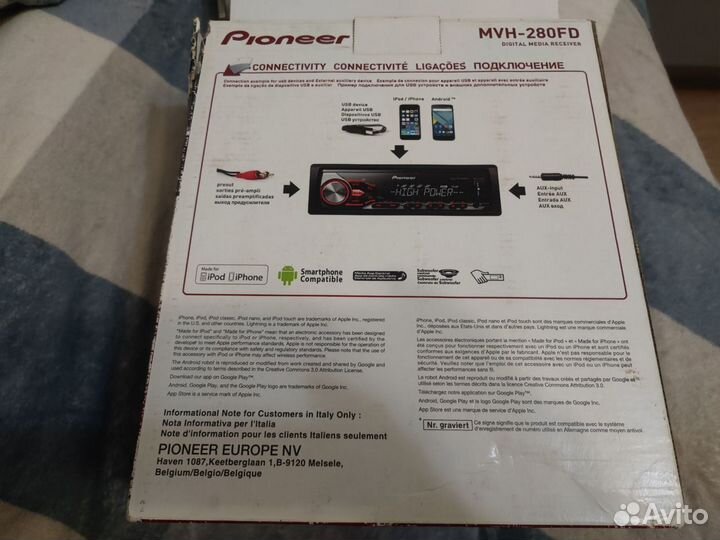 Автопроигрыватель Магнитола Pioneer MVH-280FD