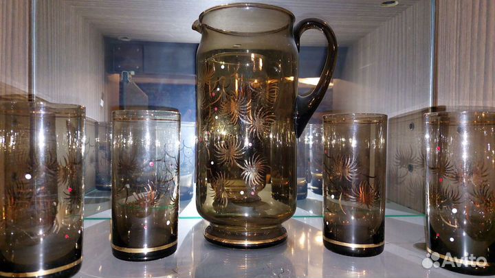 Графин и 6 бокалов богемское 8стекло