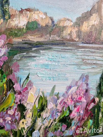 Картина маслом морской пейзаж Гурзуф Крым море