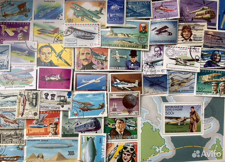 Корабли Парусники 100 марок + Авиация