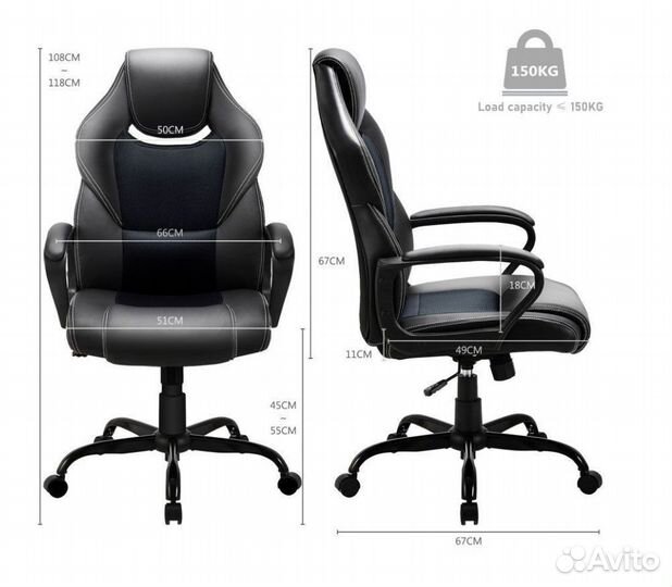 Игровое кресло F003 черное