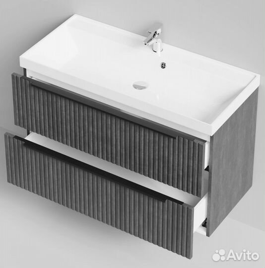 Тумба с раковиной Дольчи 100см подвесной, Серый ка